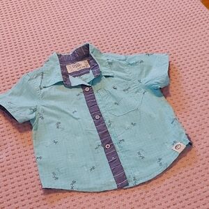 Free Planet Blue Button Down Shirt with All-Over Print
